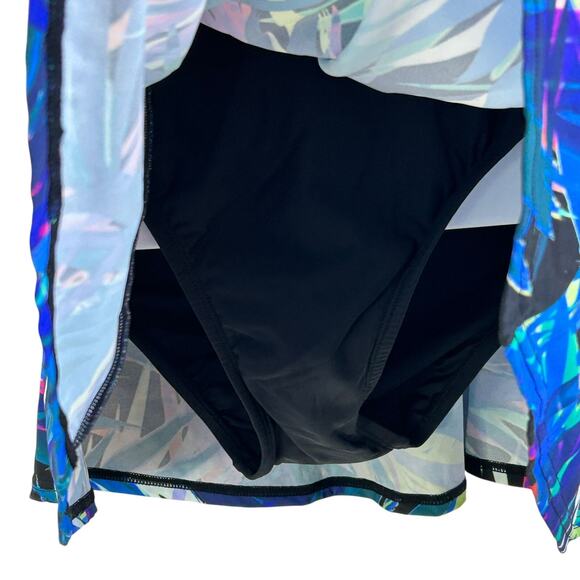 Swim Solutions Bow-Front Swim Dress Black Multicolor 60202186 Women's 10 NWT - Picture 9 of 10